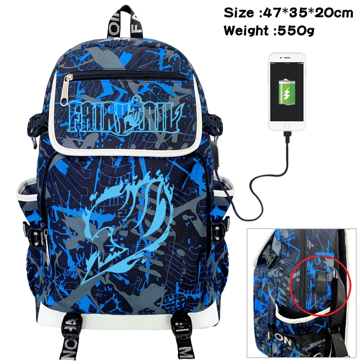 Fairy tail Camouflage Waterproof Canvas Flip Backpack Student School Bag 47X35X20CM
