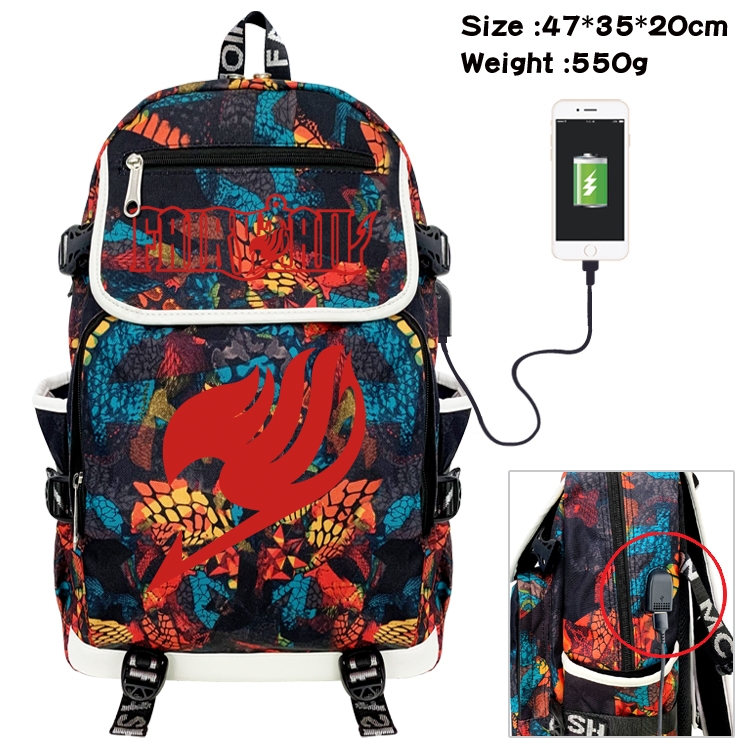 Fairy tail Camouflage Waterproof Canvas Flip Backpack Student School Bag 47X35X20CM