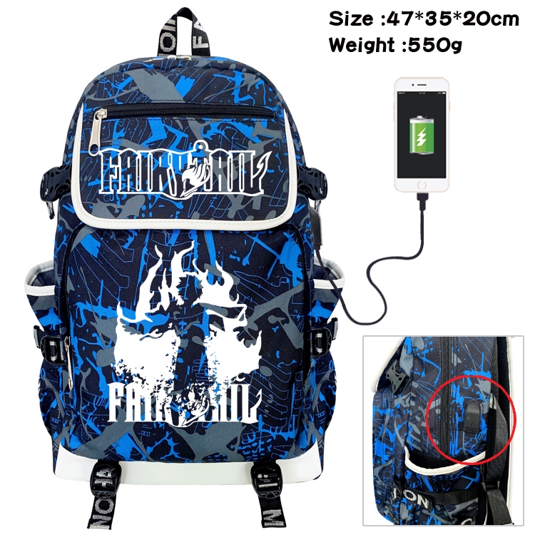 Fairy tail Camouflage Waterproof Canvas Flip Backpack Student School Bag 47X35X20CM