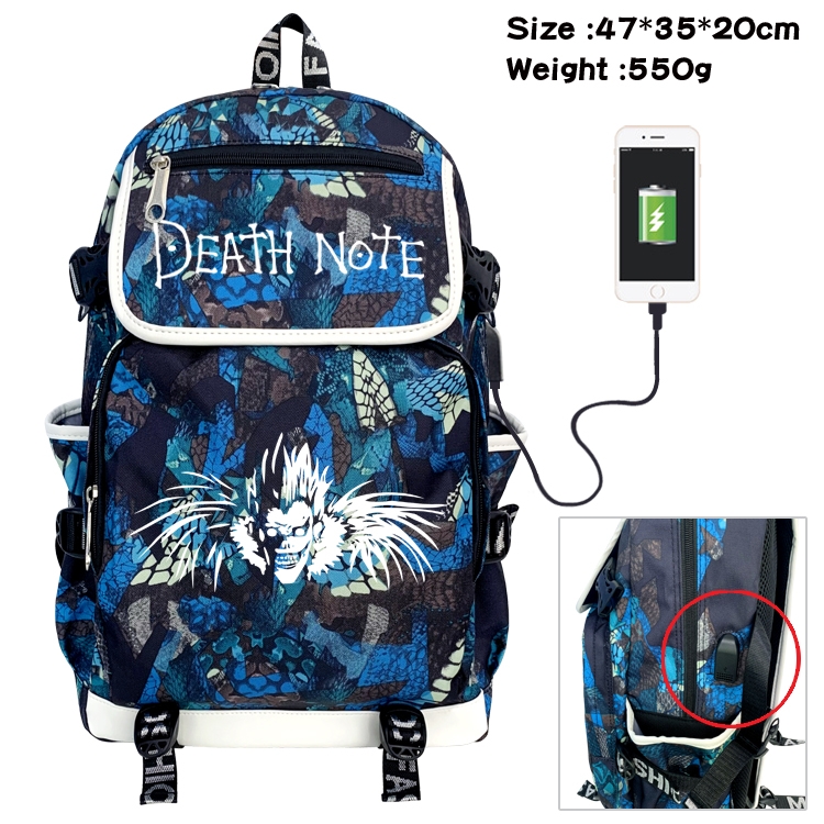 Death note Camouflage Waterproof Canvas Flip Backpack Student School Bag 47X35X20CM