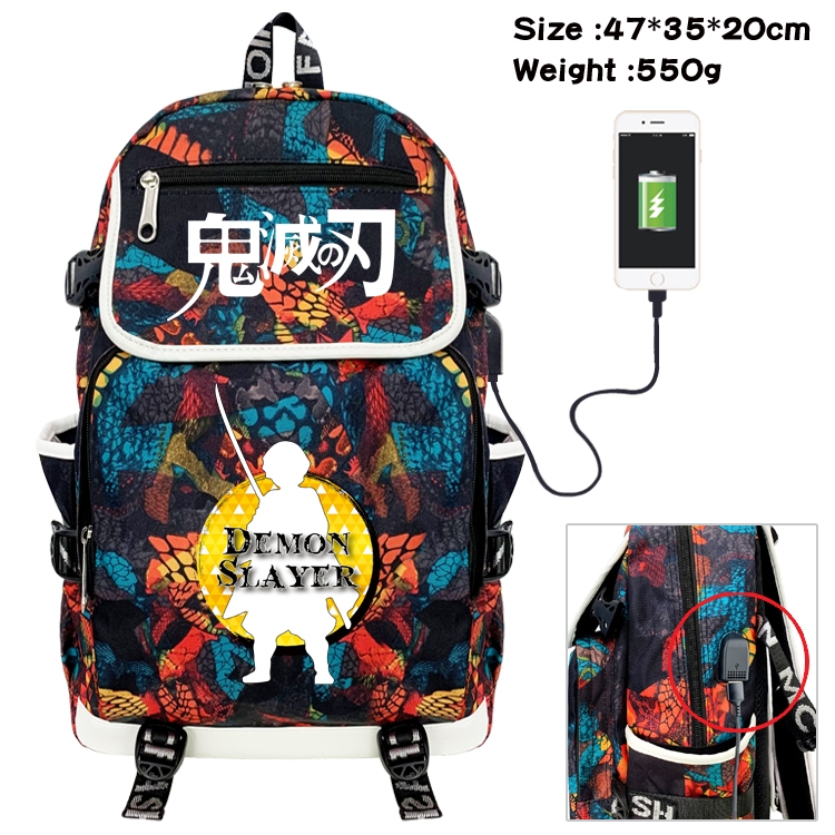 Demon Slayer Kimets Camouflage Waterproof Canvas Flip Backpack Student School Bag 47X35X20CM