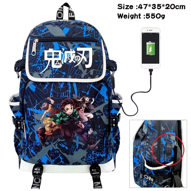 Demon Slayer Kimets Camouflage Waterproof Canvas Flip Backpack Student School Bag 47X35X20CM