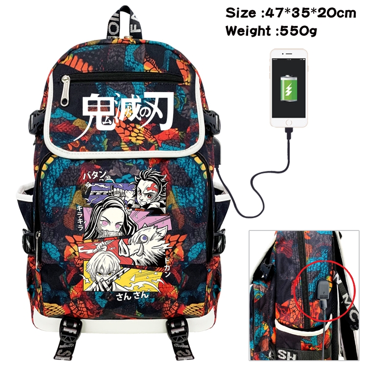 Demon Slayer Kimets Camouflage Waterproof Canvas Flip Backpack Student School Bag 47X35X20CM