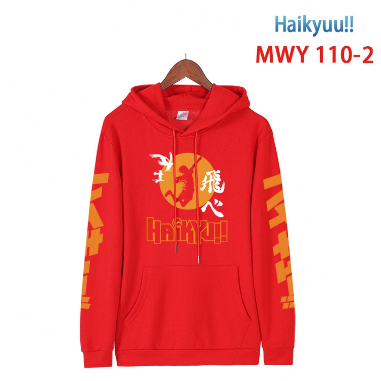 Haikyuu!! Cartoon Sleeve Hooded Patch Pocket Cotton Sweatshirt from S to 4XL MWY 110 2