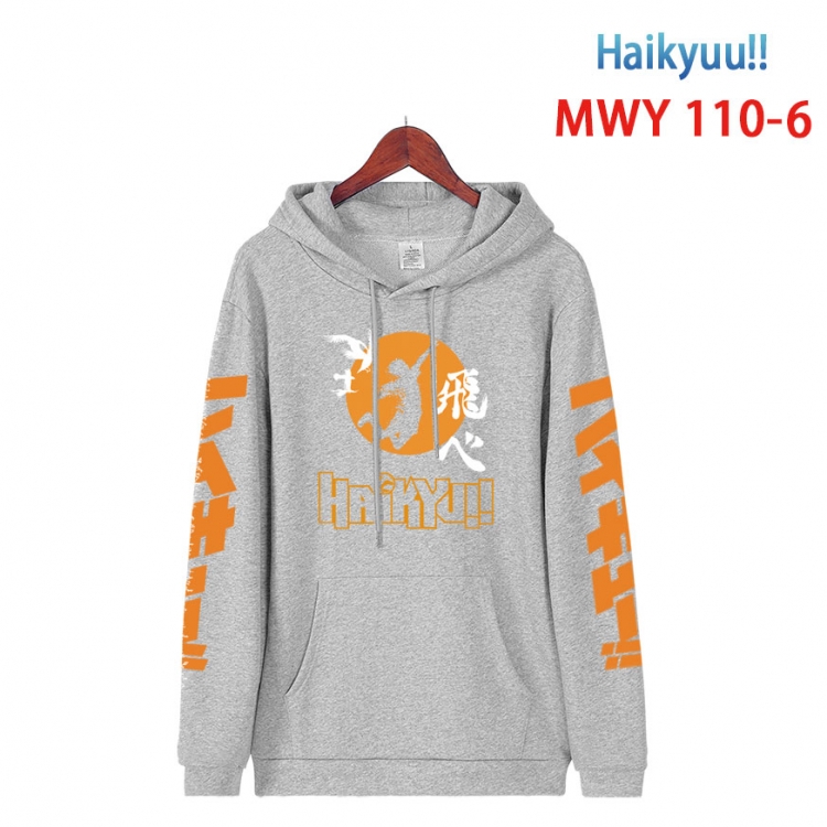 Haikyuu!! Cartoon Sleeve Hooded Patch Pocket Cotton Sweatshirt from S to 4XL MWY 110 6