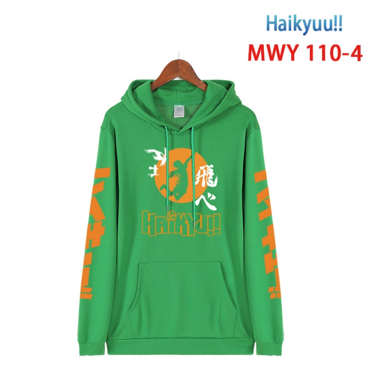 Haikyuu!! Cartoon Sleeve Hooded Patch Pocket Cotton Sweatshirt from S to 4XL MWY 110 4