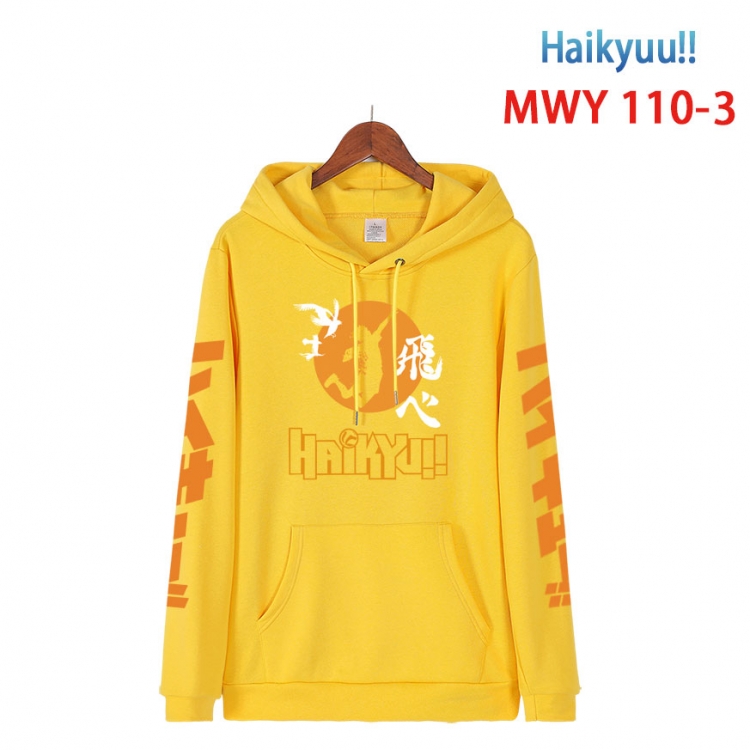 Haikyuu!! Cartoon Sleeve Hooded Patch Pocket Cotton Sweatshirt from S to 4XL MWY 110 3