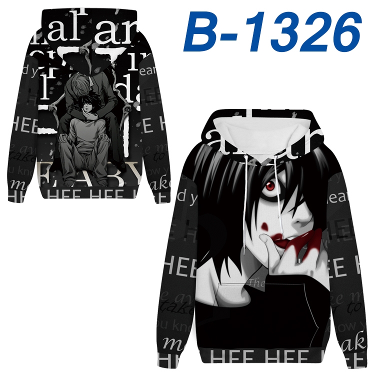 Death note Anime padded pullover sweater hooded top from S to 4XL B-1326