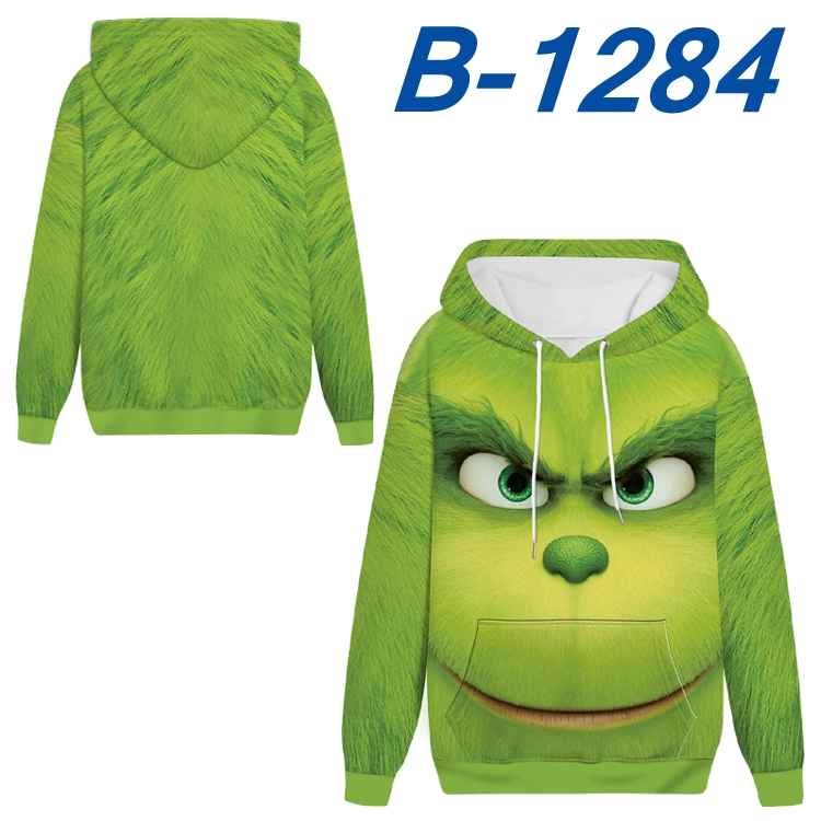 Green Haired Grinch  Anime padded pullover sweater hooded top from S to 4XL B-1284