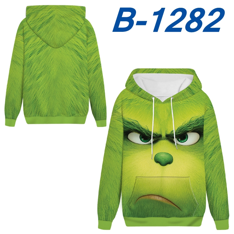 Green Haired Grinch  Anime padded pullover sweater hooded top from S to 4XL B-1282
