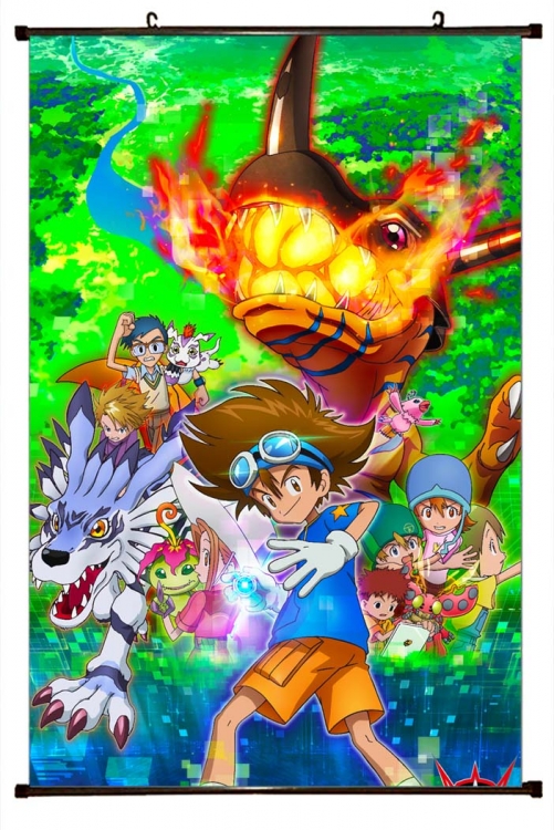 Digimon Anime black Plastic rod Cloth painting Wall Scroll 60X90CM  S2-1