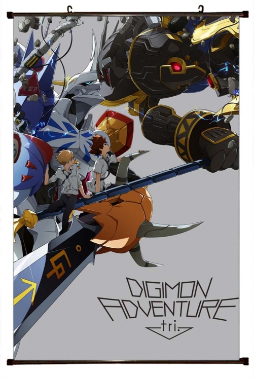 Digimon Anime black Plastic rod Cloth painting Wall Scroll 60X90CM S2-13