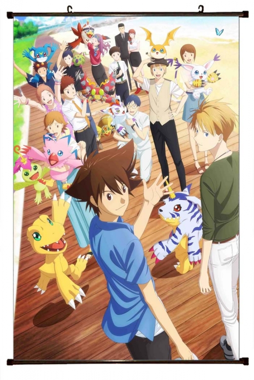 Digimon Anime black Plastic rod Cloth painting Wall Scroll 60X90CM S2-12