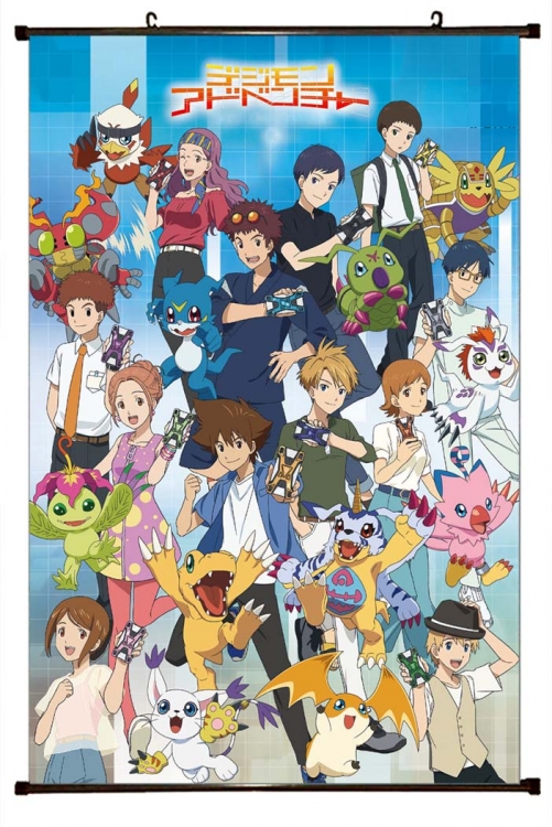 Digimon Anime black Plastic rod Cloth painting Wall Scroll 60X90CM  S2-42