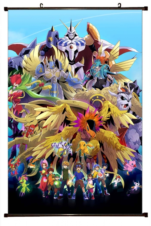 Digimon Anime black Plastic rod Cloth painting Wall Scroll 60X90CM  S2-28