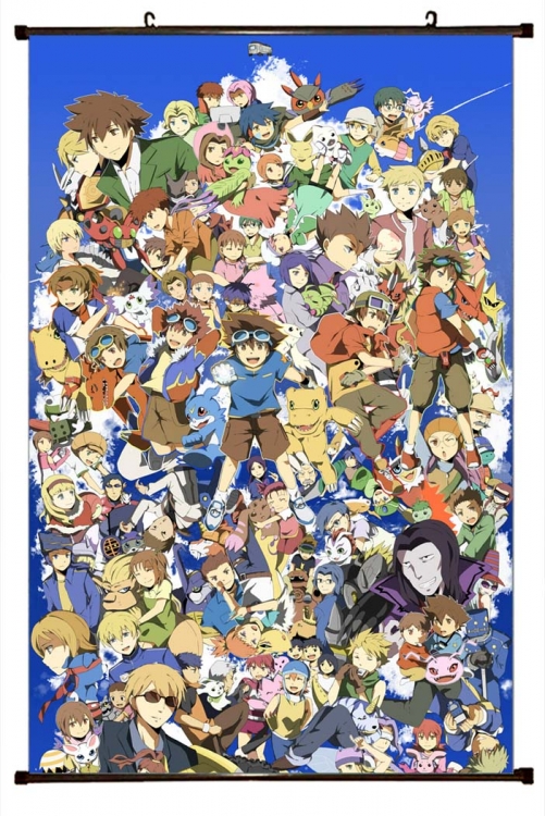 Digimon Anime black Plastic rod Cloth painting Wall Scroll 60X90CM  S2-4