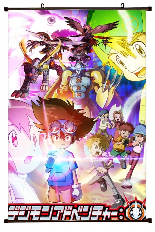 Digimon Anime black Plastic rod Cloth painting Wall Scroll 60X90CM  S2-39