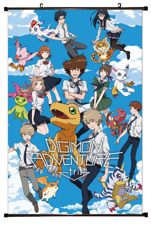 Digimon Anime black Plastic rod Cloth painting Wall Scroll 60X90CM S2-43