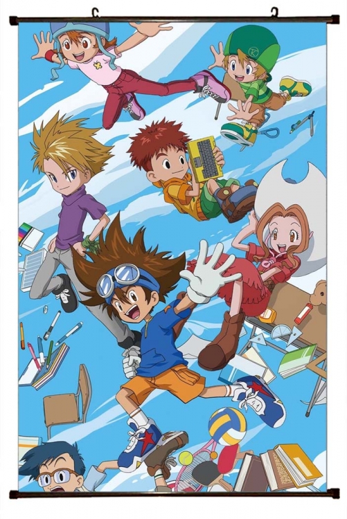 Digimon Anime black Plastic rod Cloth painting Wall Scroll 60X90CM S2-2