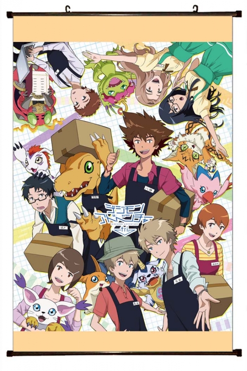 Digimon Anime black Plastic rod Cloth painting Wall Scroll 60X90CM  S2-22