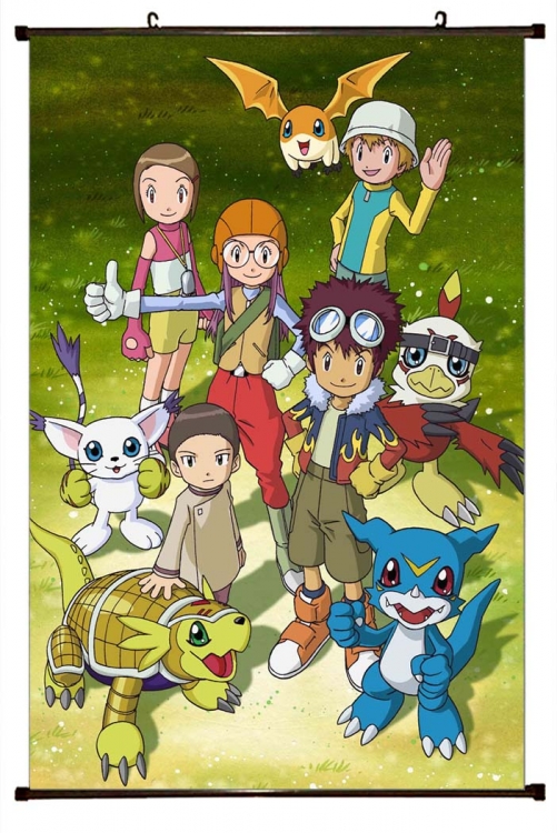 Digimon Anime black Plastic rod Cloth painting Wall Scroll 60X90CM S2-36
