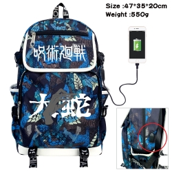 Jujutsu Kaisen Camouflage Waterproof Canvas Flip Backpack Student School Bag 47X35X20CM