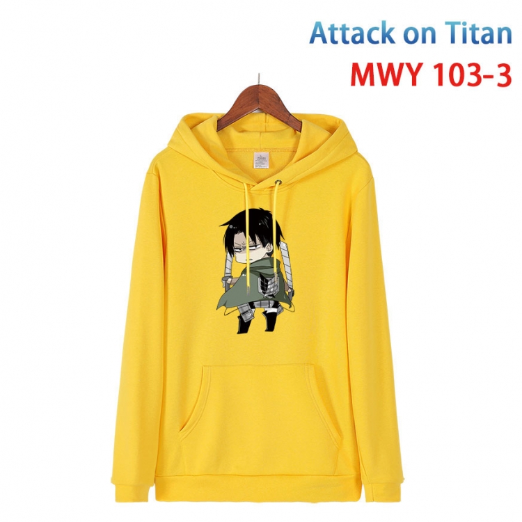 Shingeki no Kyojin Cartoon Sleeve Hooded Patch Pocket Cotton Sweatshirt from S to 4XL MWY-103-3