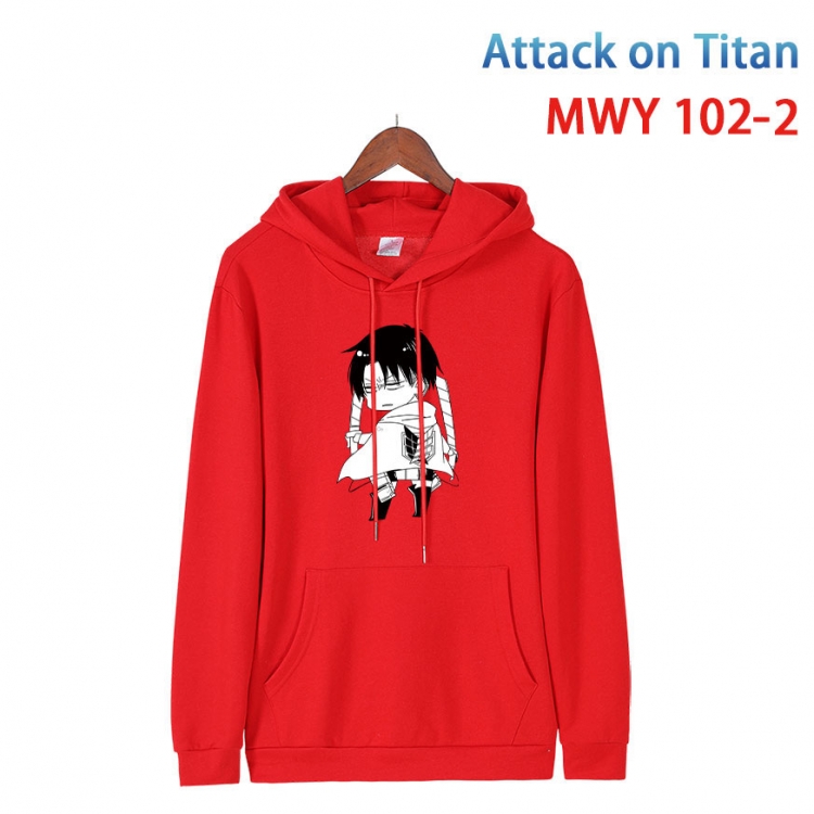 Shingeki no Kyojin Cartoon Sleeve Hooded Patch Pocket Cotton Sweatshirt from S to 4XL  MWY-102-2