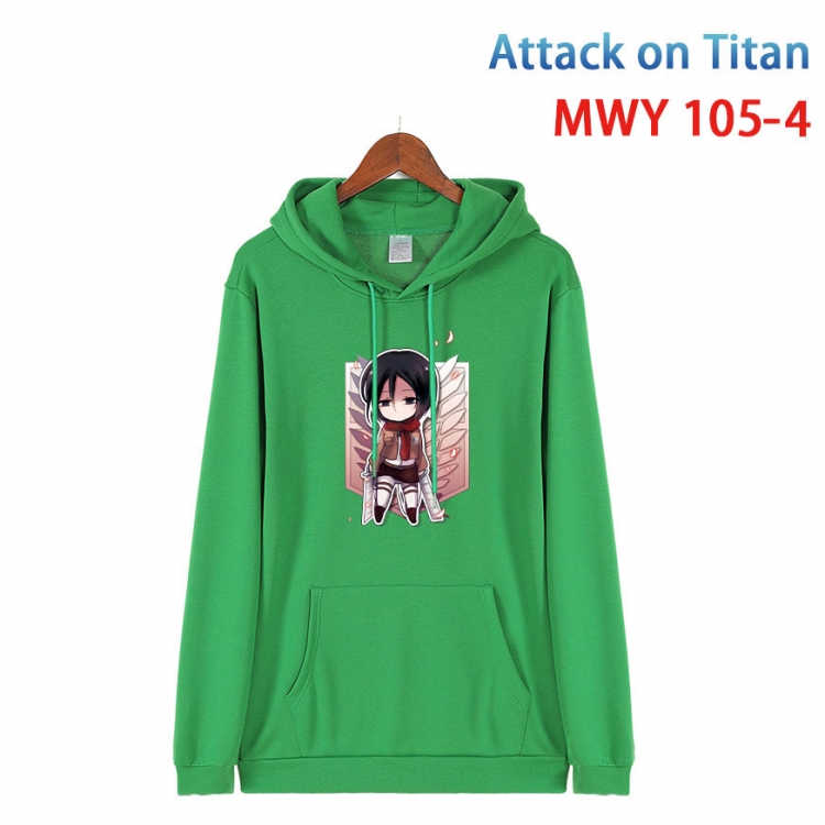 Shingeki no Kyojin Cartoon Sleeve Hooded Patch Pocket Cotton Sweatshirt from S to 4XL MWY-105-4