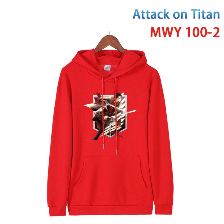 Shingeki no Kyojin Cartoon Sleeve Hooded Patch Pocket Cotton Sweatshirt from S to 4XL  MWY-100-2