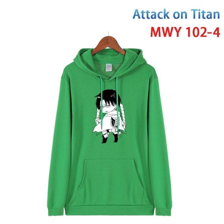 Shingeki no Kyojin Cartoon Sleeve Hooded Patch Pocket Cotton Sweatshirt from S to 4XL  MWY-102-4