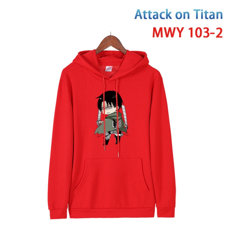 Shingeki no Kyojin Cartoon Sleeve Hooded Patch Pocket Cotton Sweatshirt from S to 4XL   MWY-103-2