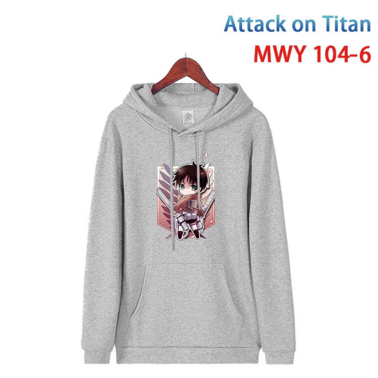 Shingeki no Kyojin Cartoon Sleeve Hooded Patch Pocket Cotton Sweatshirt from S to 4XL  MWY-104-6