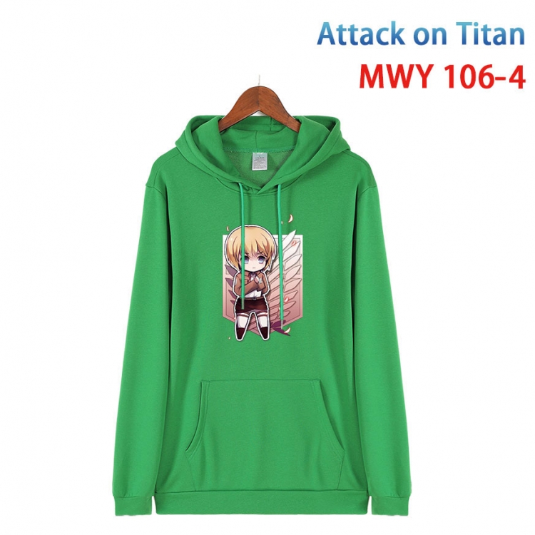 Shingeki no Kyojin Cartoon Sleeve Hooded Patch Pocket Cotton Sweatshirt from S to 4XL  MWY-106-4