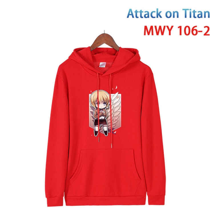 Shingeki no Kyojin Cartoon Sleeve Hooded Patch Pocket Cotton Sweatshirt from S to 4XL  MWY-106-2