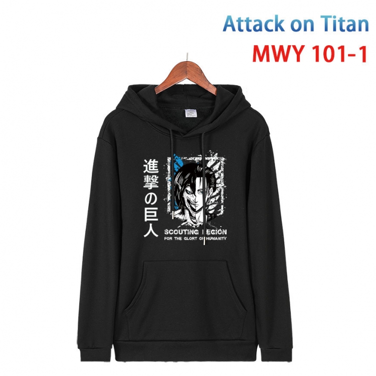 Shingeki no Kyojin Cartoon Sleeve Hooded Patch Pocket Cotton Sweatshirt from S to 4XL  MWY-101-1