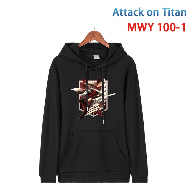 Shingeki no Kyojin Cartoon Sleeve Hooded Patch Pocket Cotton Sweatshirt from S to 4XL MWY-100-1