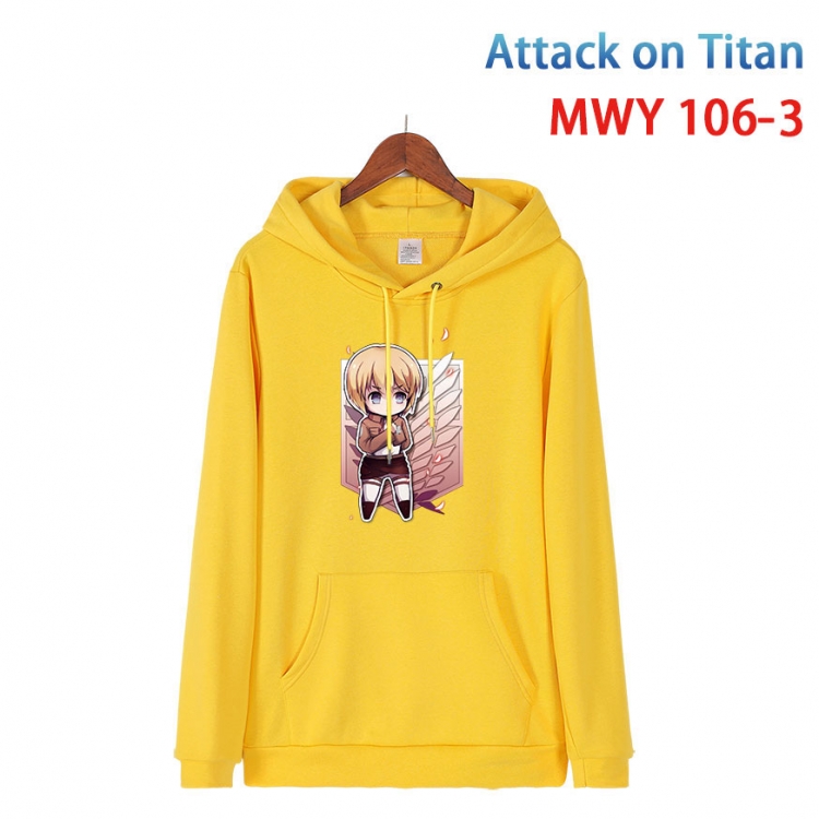 Shingeki no Kyojin Cartoon Sleeve Hooded Patch Pocket Cotton Sweatshirt from S to 4XL MWY-106-3