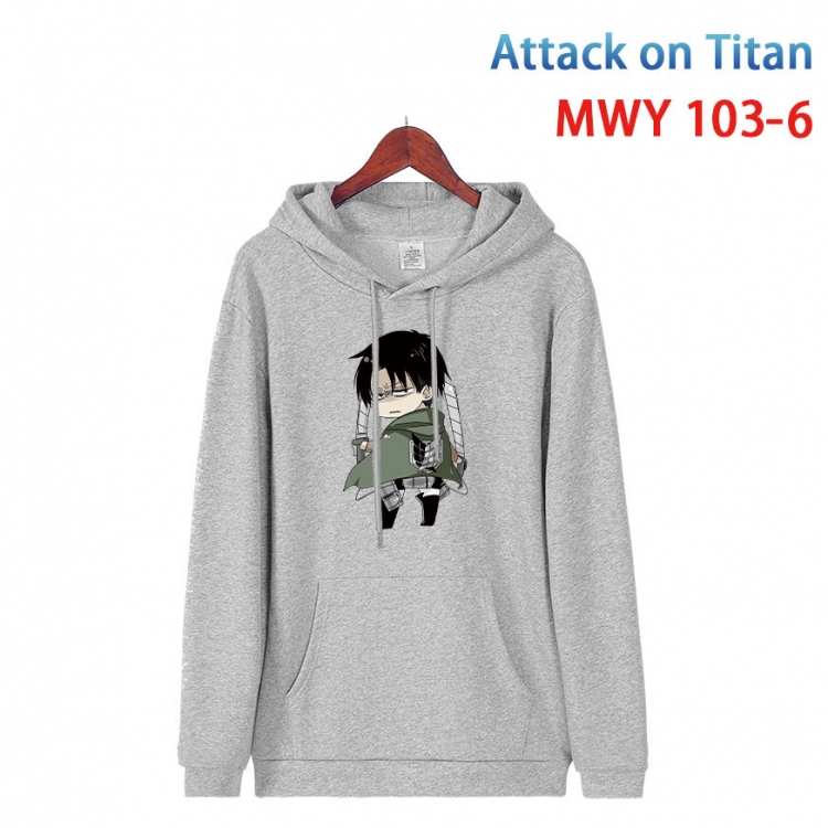 Shingeki no Kyojin Cartoon Sleeve Hooded Patch Pocket Cotton Sweatshirt from S to 4XL  MWY-103-6