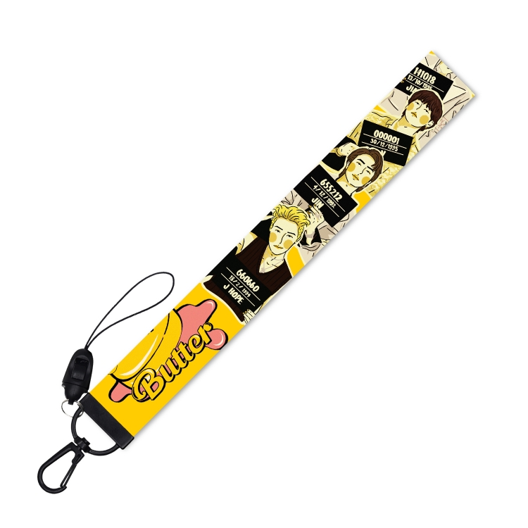 BTS Black buckle lanyard mobile phone rope 22.5CM a set price for 10 pcs