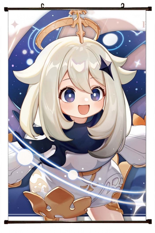 Genshin Impact Anime black Plastic rod Cloth painting Wall Scroll 60X90CM  Y1-31