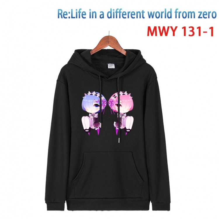 Re:Zero kara Hajimeru Isekai Seikatsu Cartoon hooded patch pocket cotton sweatshirt from S to 4XL  MWY-131-1