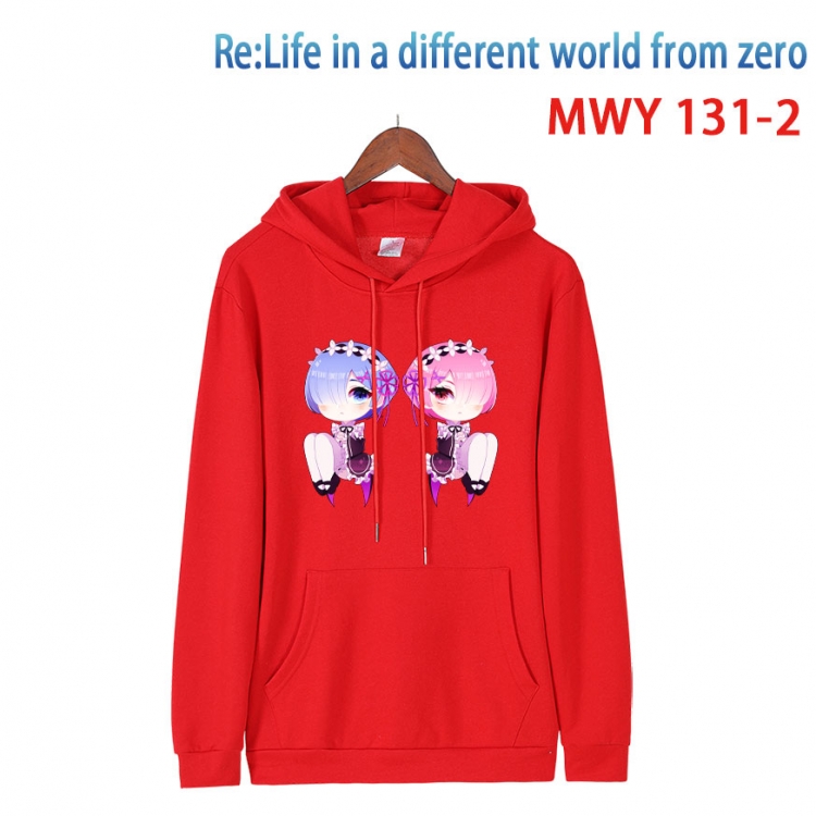 Re:Zero kara Hajimeru Isekai Seikatsu Cartoon hooded patch pocket cotton sweatshirt from S to 4XL  MWY-131-2