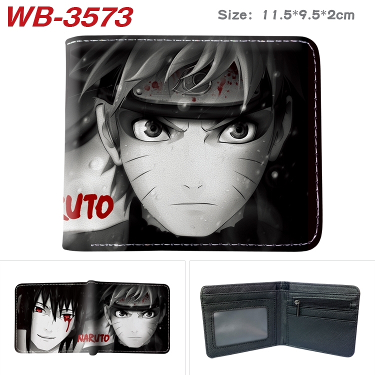 Naruto Anime color book two-fold leather wallet 11.5X9.5X2CM  WB-3573A