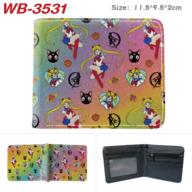 sailormoon Anime color book two-fold leather wallet 11.5X9.5X2CM  WB-3531A