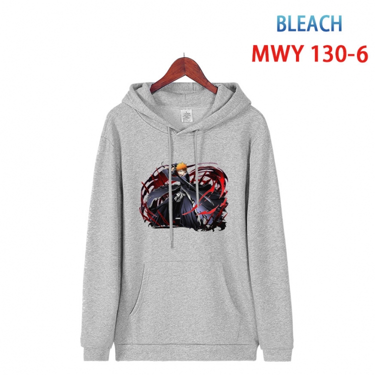 Bleach  Cartoon hooded patch pocket cotton sweatshirt from S to 4XL  MWY-130-6