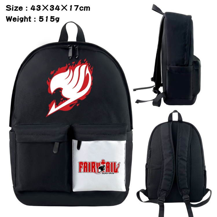 Fairy tail Anime black and white double waterproof nylon backpack 43X34X17CM