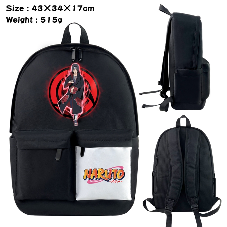 Naruto Anime black and white double waterproof nylon backpack 43X34X17CM