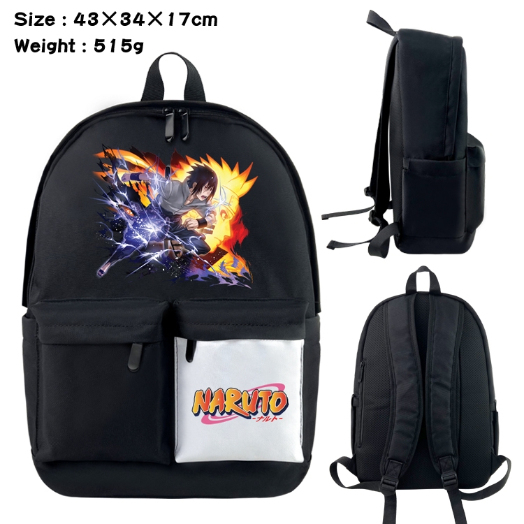 Naruto Anime black and white double waterproof nylon backpack 43X34X17CM