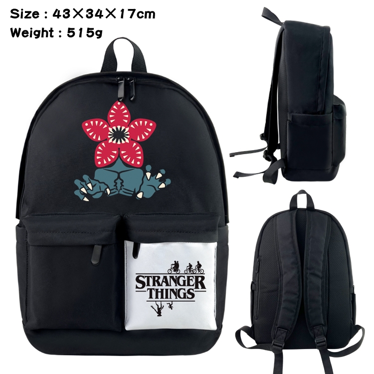 Stranger Things Anime black and white double waterproof nylon backpack 43X34X17CM